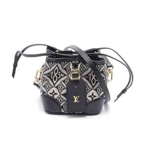 Louis Vuitton Noe Purse Shoulder Bag Jacquard Black Ivory White Gray